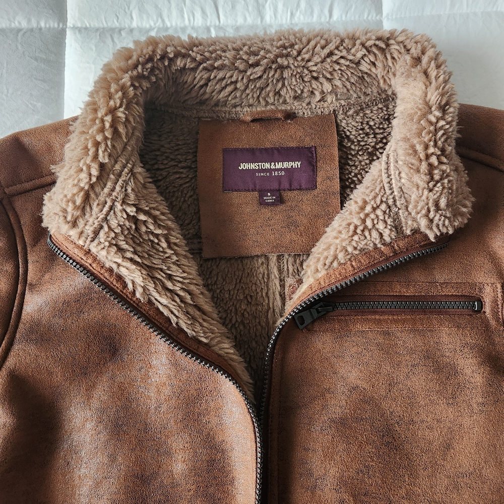 Johnston & Murphy Tan Faux Shearling Jacket - Picture 8 of 14